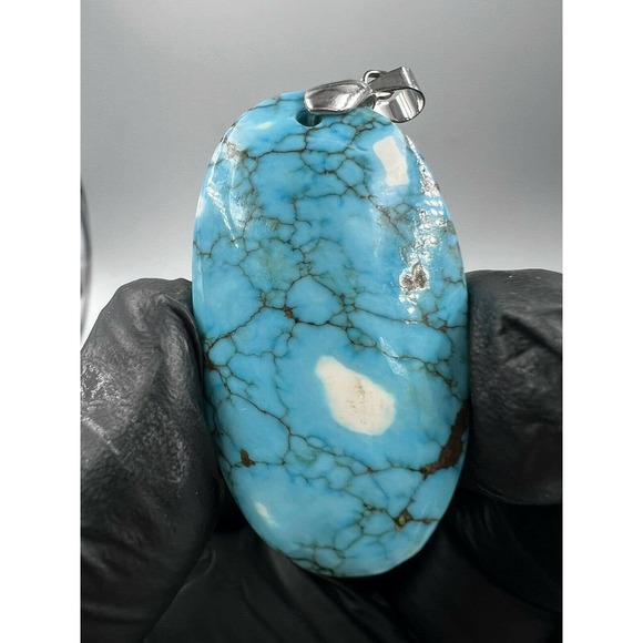 3 Natural Persian Turquoise Pendants Metal Stainless Steel Hook Bulk Lot - Picture 2 of 9